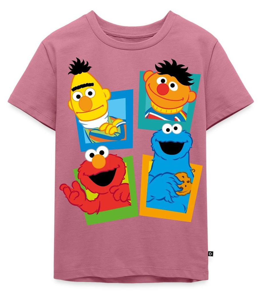 Spreadshirt Sesamstraße Kacheln Ernie und Bert Kinder Premium T-Shirt, 110/116 (4 Jahre), Mauve