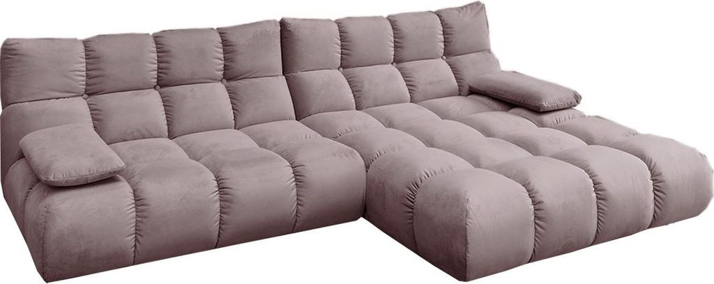 KAWOLA Sofa VIVIEN Ecksofa Velvet roségrau Longchair rechts