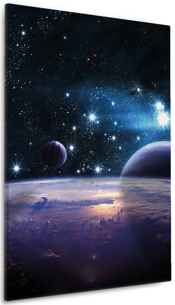 Wallario Premium Leinwandbild Planeten im Weltall in Größe 60 x 90 cm