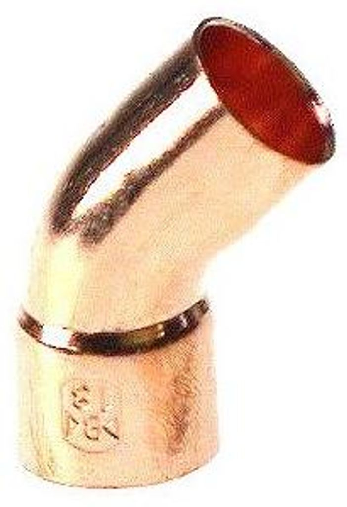 Kupfer Winkelstück 32, 45° Winkel, männlich-weiblich, Serie Kurve A45d Mf N40