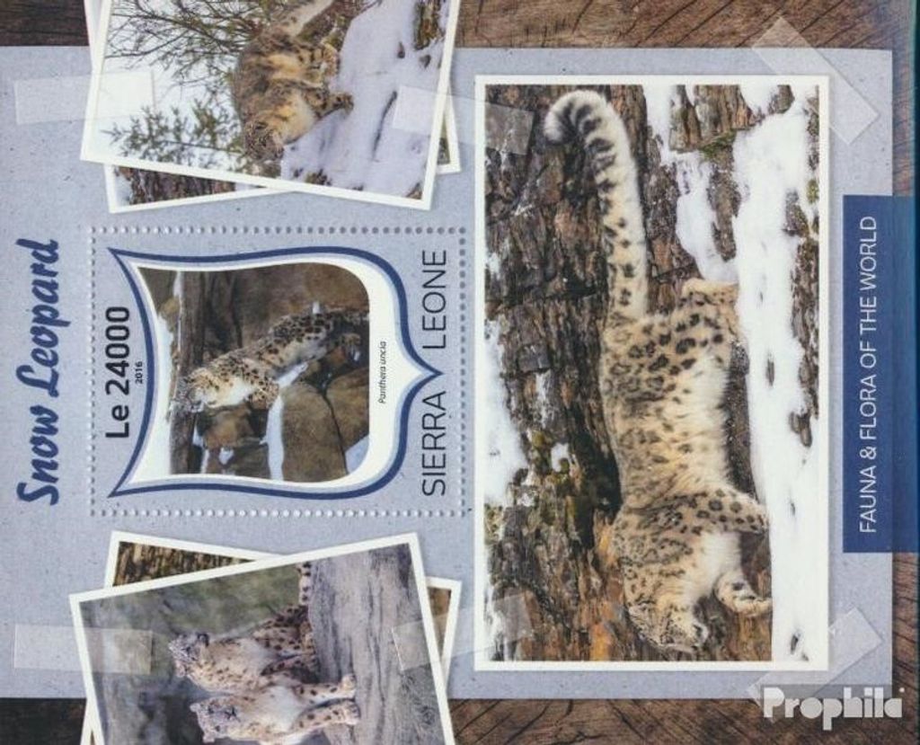 Briefmarken Sierra Leone 2016 Mi Block 1051 (kompl. Ausg.) postfrisch Schneeleopard