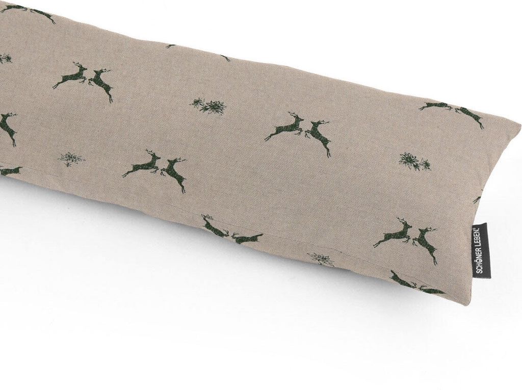 SCHÖNER LEBEN. Zugluftstopper Leinenlook Hirsch Edelweiß natur grün Auswahl 100cm Länge