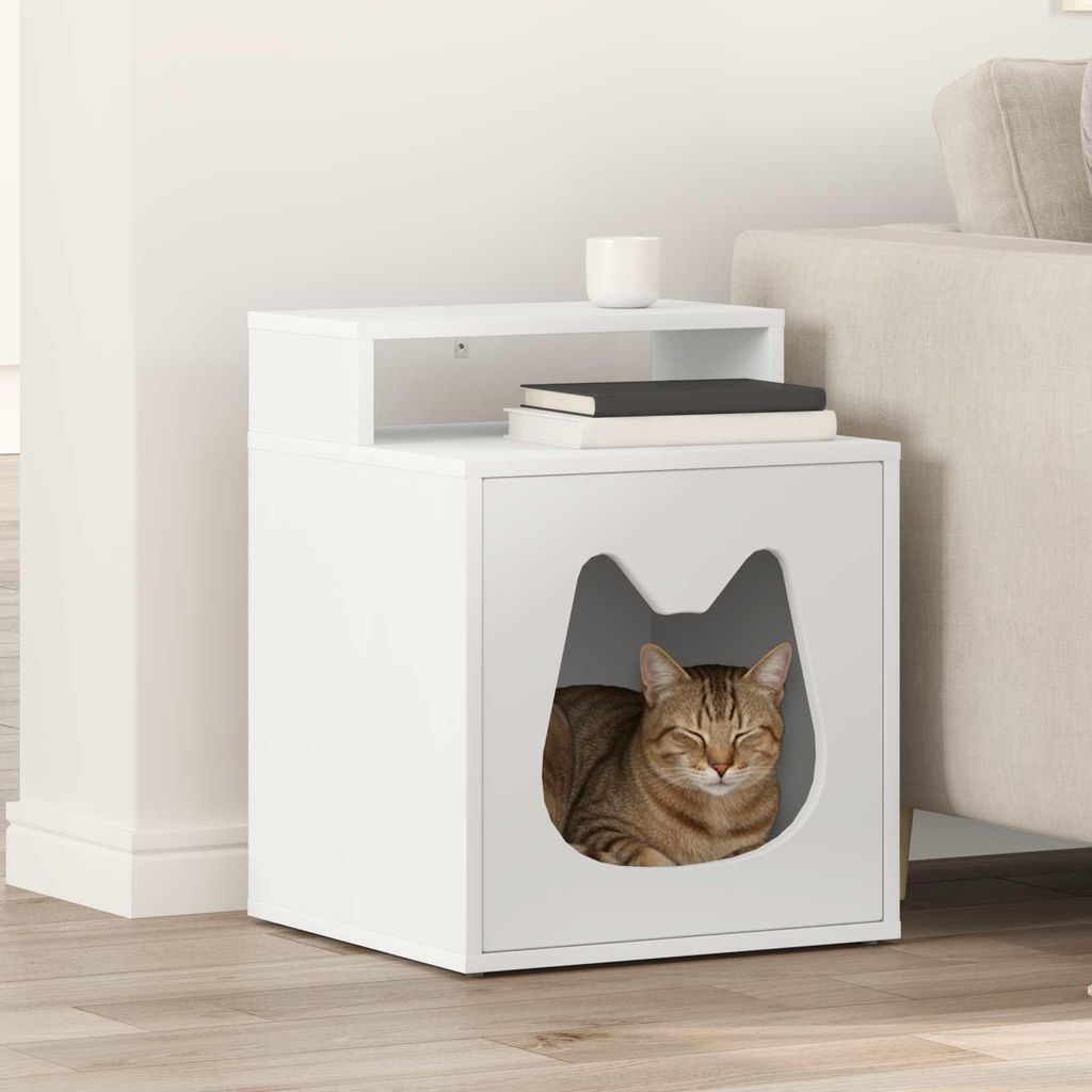 "Schlussverkauf" Katzenhaus moderne - Max. Gewicht: 60 kg - Weiß 42,5x40x53,5 cm Holzwerkstoff C15719