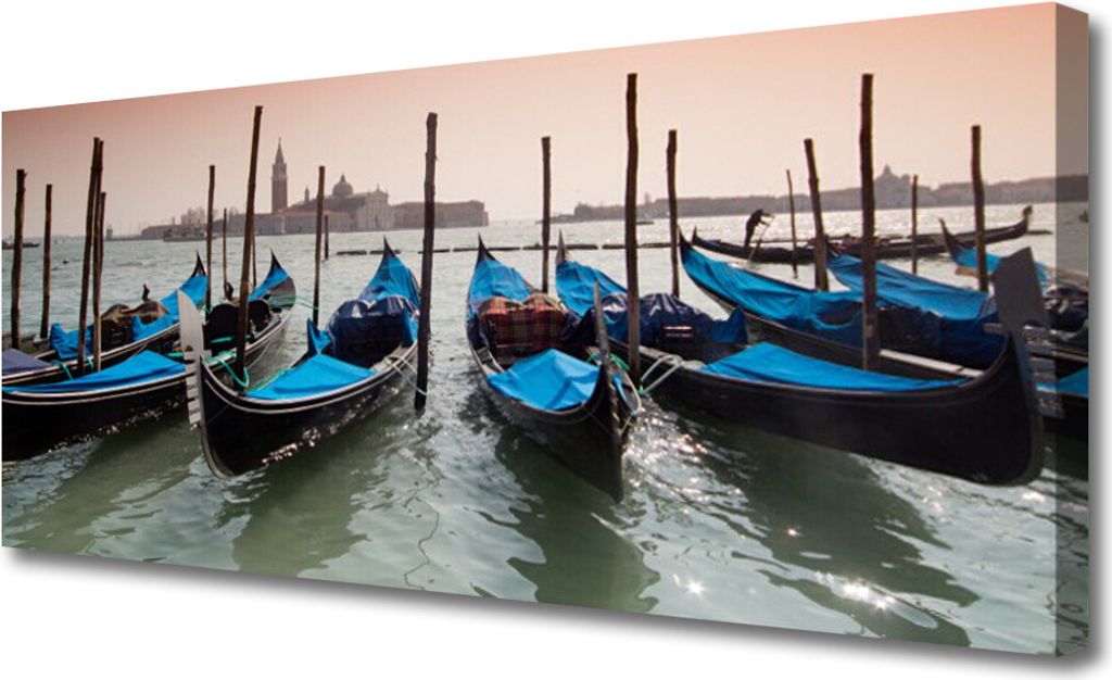 Tulup Leinwand-Bilder 125x50 Wandbild Canvas Kunstdruck Boote Architektur