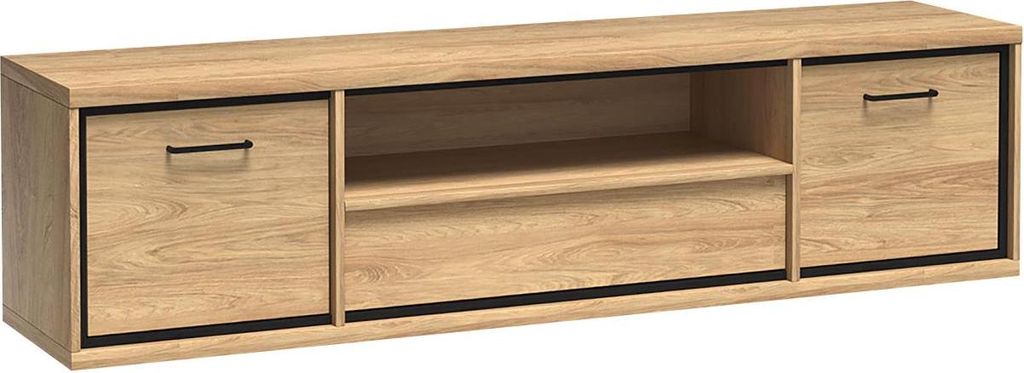 MIRJAN24 TV-Lowboard Mediolan 13, TV-Schrank, Schublade und zwei Türen, RTV-Schrank (Hikora Natur, ohne Beleuchtung)