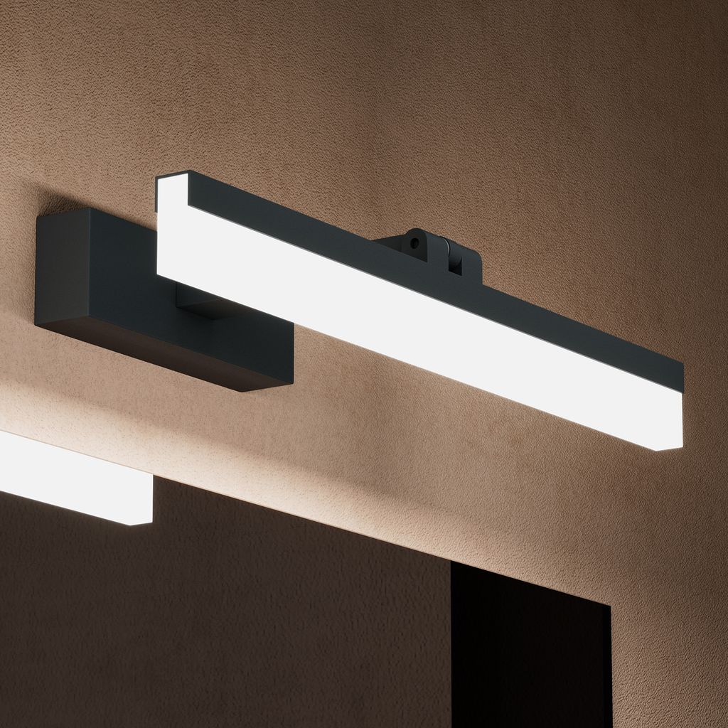 doporro LED Badezimmerleuchte Sandschwarz 40cm - 9W Spiegellampe 6000K (Tageslichtweiß) - Stylische Wandleuchte für Badbeleuchtung Luxaris