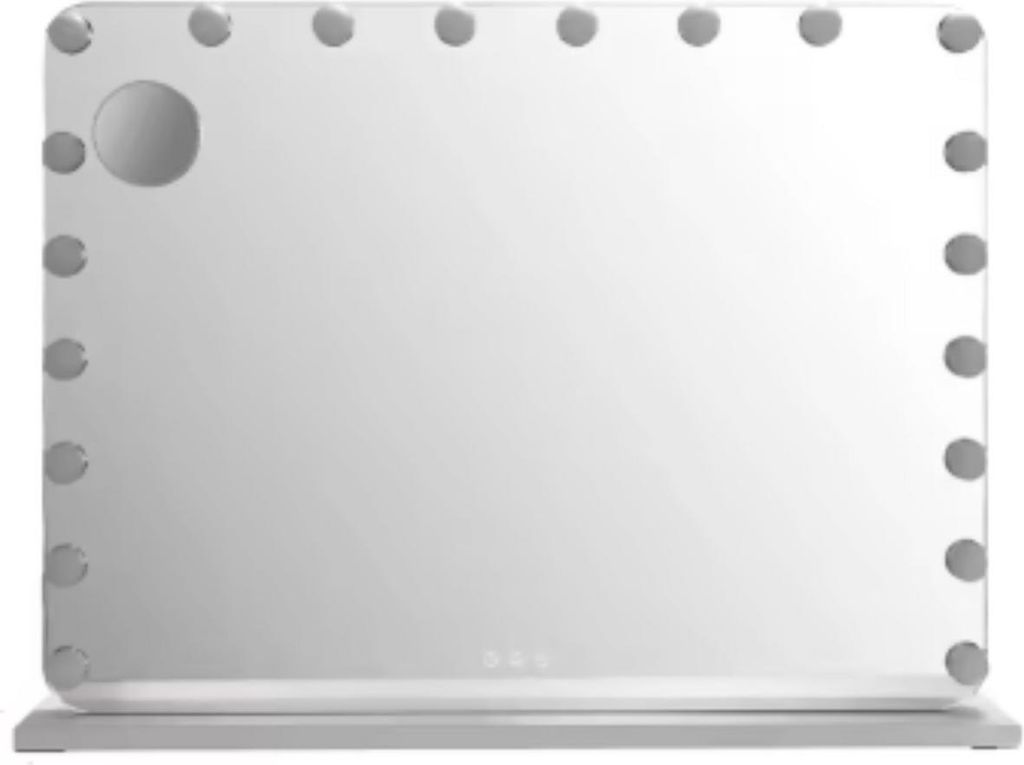 Make-up Spiegel mit Beleuchtung – 20 dimmbare LED-Lampen – Schwarz – Tischspiegel – 3 Lichtfarben – Quadratisch