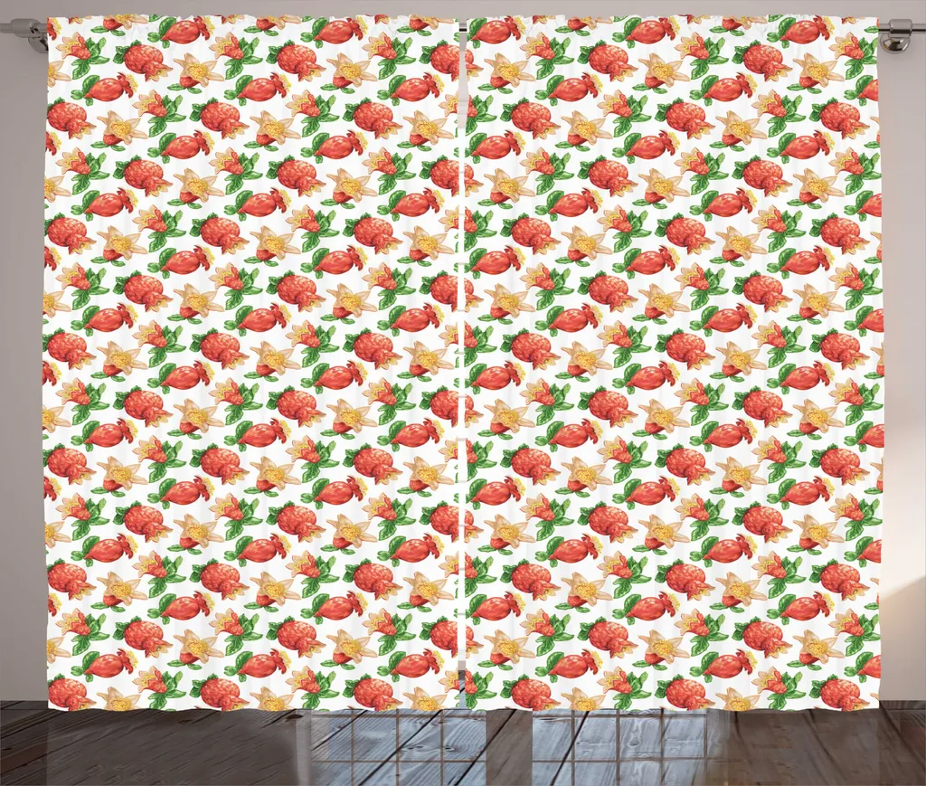 Rideau à ruban froncé ABAKUHAUS Plante Aquarelle Brun Corail 280x225 cm
