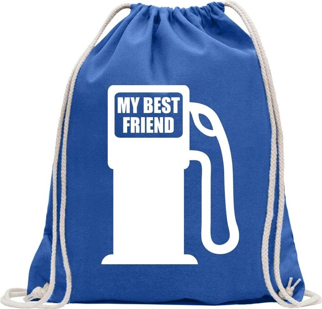 Kiwistar - Turnbeutel - royal - My best Friend - Fun Rucksack Sport Beutel Gymsack Baumwolle mit Ziehgurt