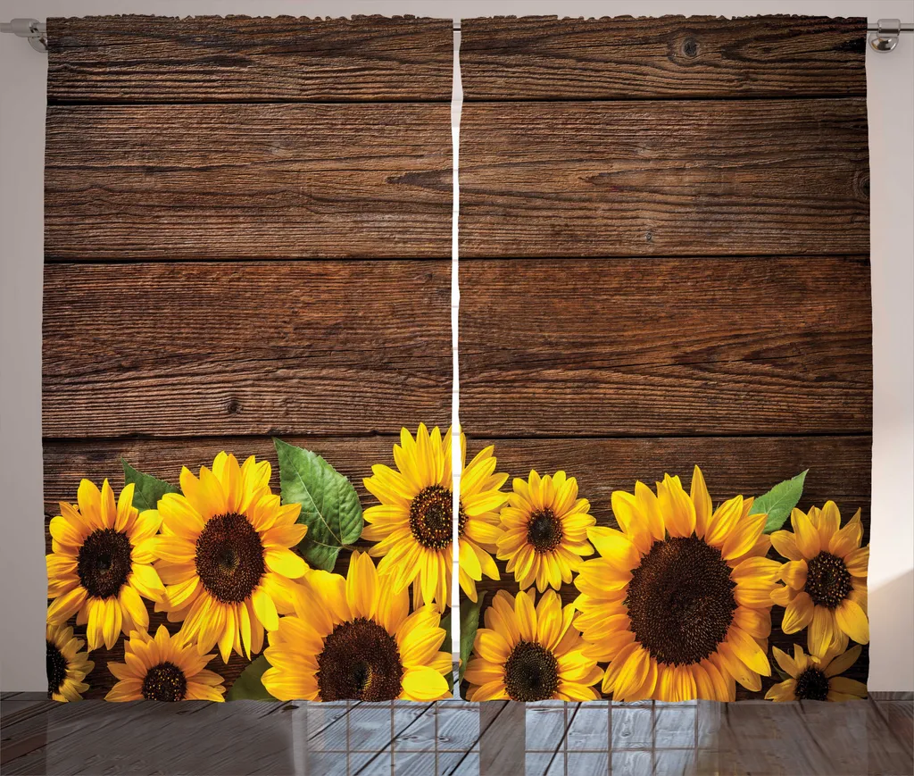 Rideau Décoratif Automne pour Salon et Chambre avec Motif Tournesol