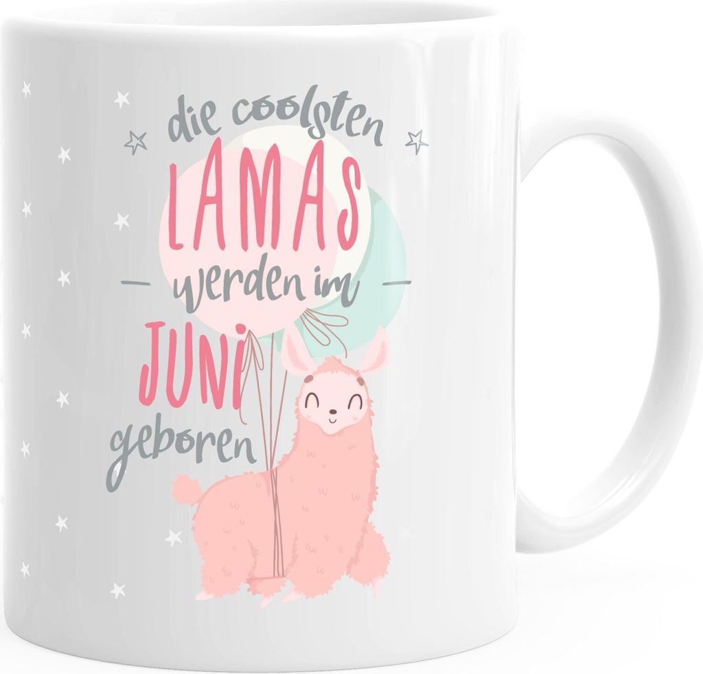 Kaffee-Tasse die coolsten Lamas werden im "Wunschmonat" geboren Geschenk Geburtstag MoonWorks Juni weiß unisize