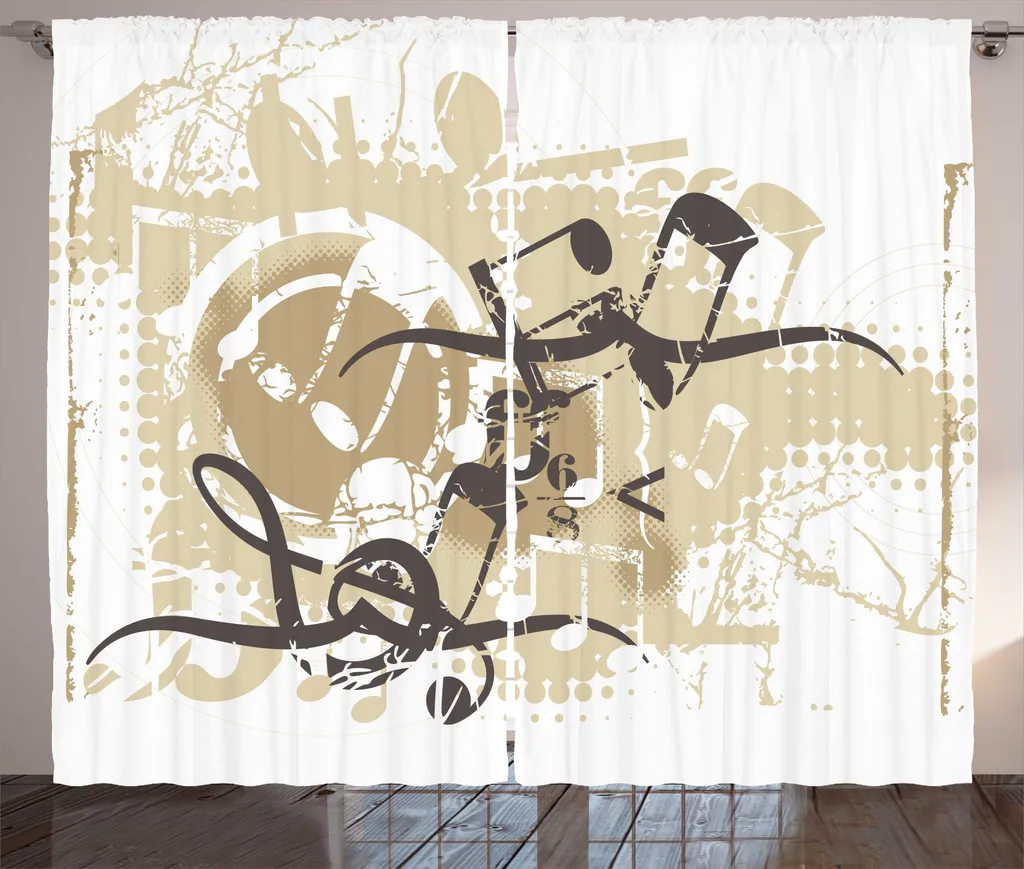 Paire de Rideaux Universels à Motifs Musique pour Salon 280 x 225 cm