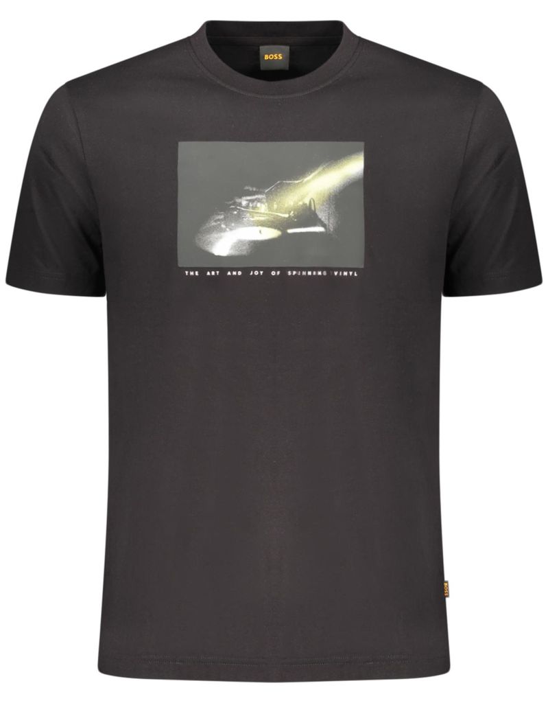 Herren Kurzarm T-Shirt Schwarz mit Rundhals und Logo Aufdruck