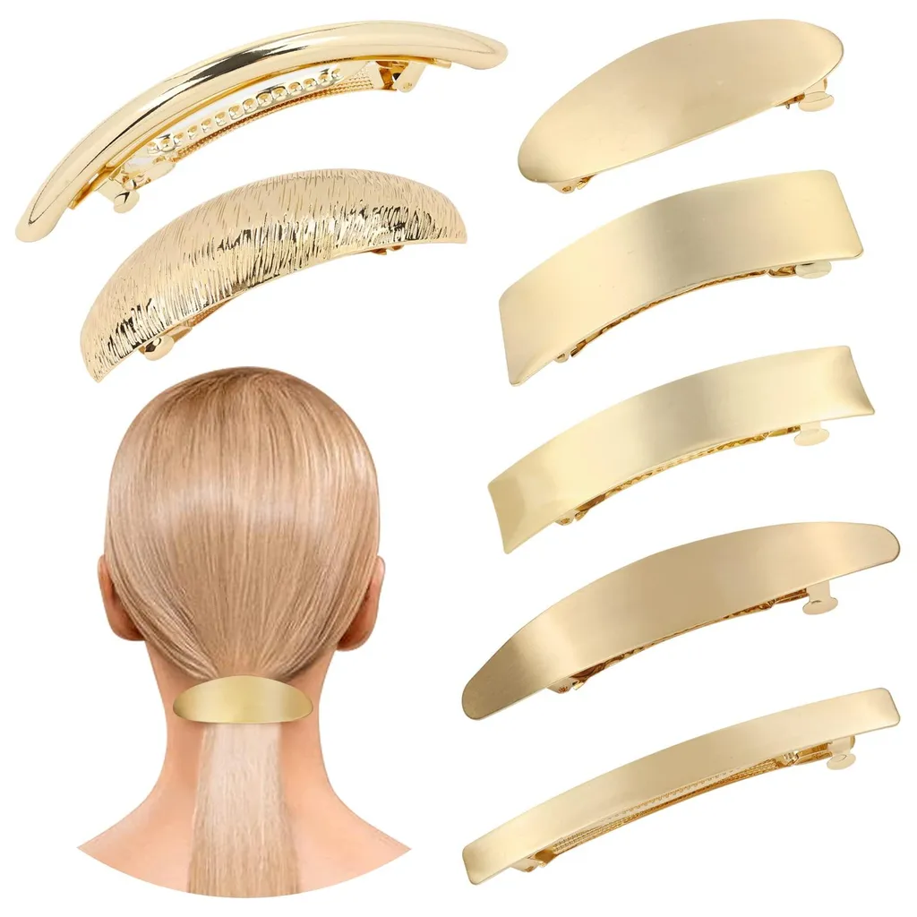 Barrettes cheveux à pression en métal doré lot de 7 accessoires élégants