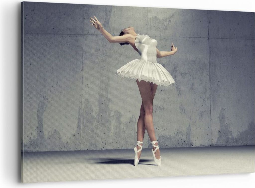 Bild auf Leinwand - Leinwandbild - Einteilig - Ballerina Weiß Wand - 100x70cm - Wand Bild - Wanddeko - Wandbilder - Leinwanddruck - Bilder - Wandd...