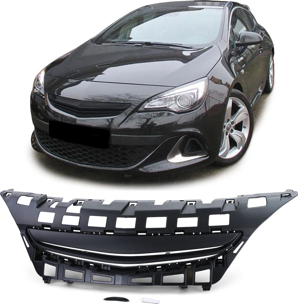 Kühlergrill Sportgrill Grill Schwarz für Opel Astra J GTC 3-Türer ab 2012-