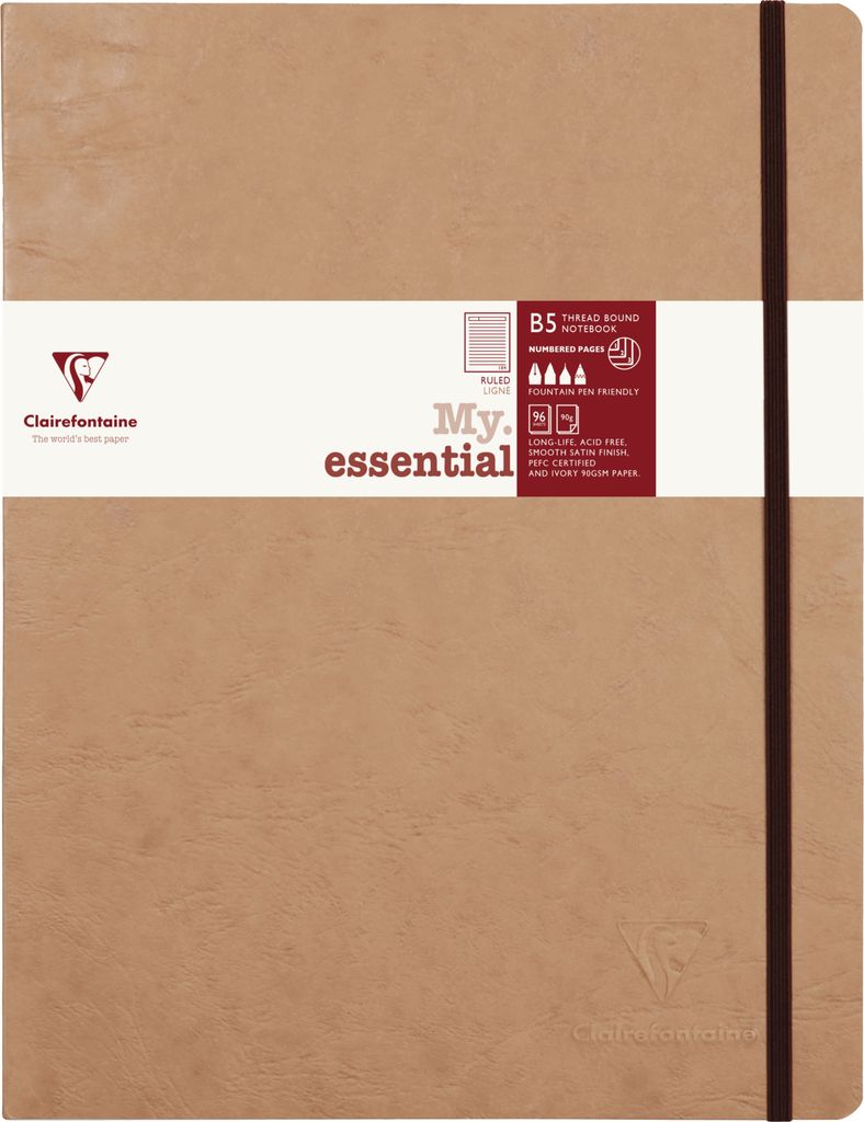 Clairefontaine 5x Notizbuch 96 Blatt liniert Papier elfenbein 90g Tabak 79446C
