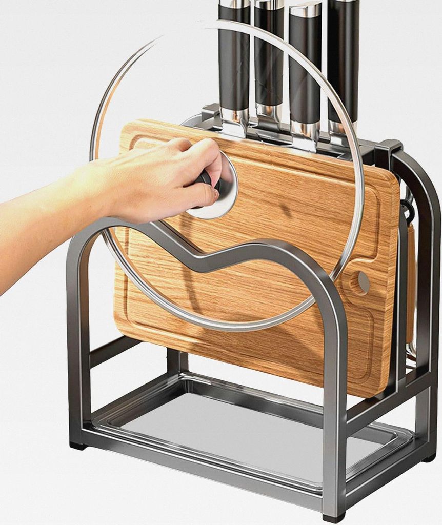 Topfdeckel Aufbewahrungsständer - Edelstahl mit schneller Entwässerung, rostfrei und platzsparend | Halter für Topfdeckel und Kochlöffel beim K...