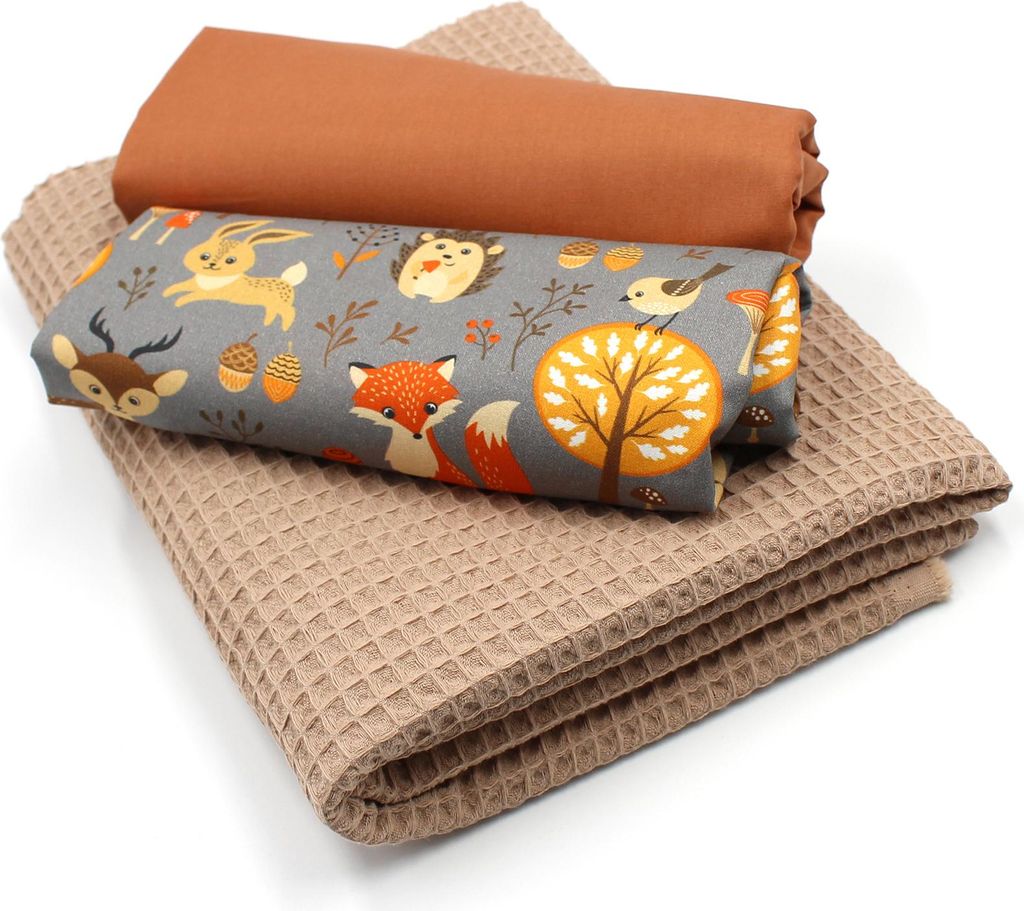 Waldtiere Set01 Waffelstoff Set  1x Waffelstoff + 2x  Produktbild 