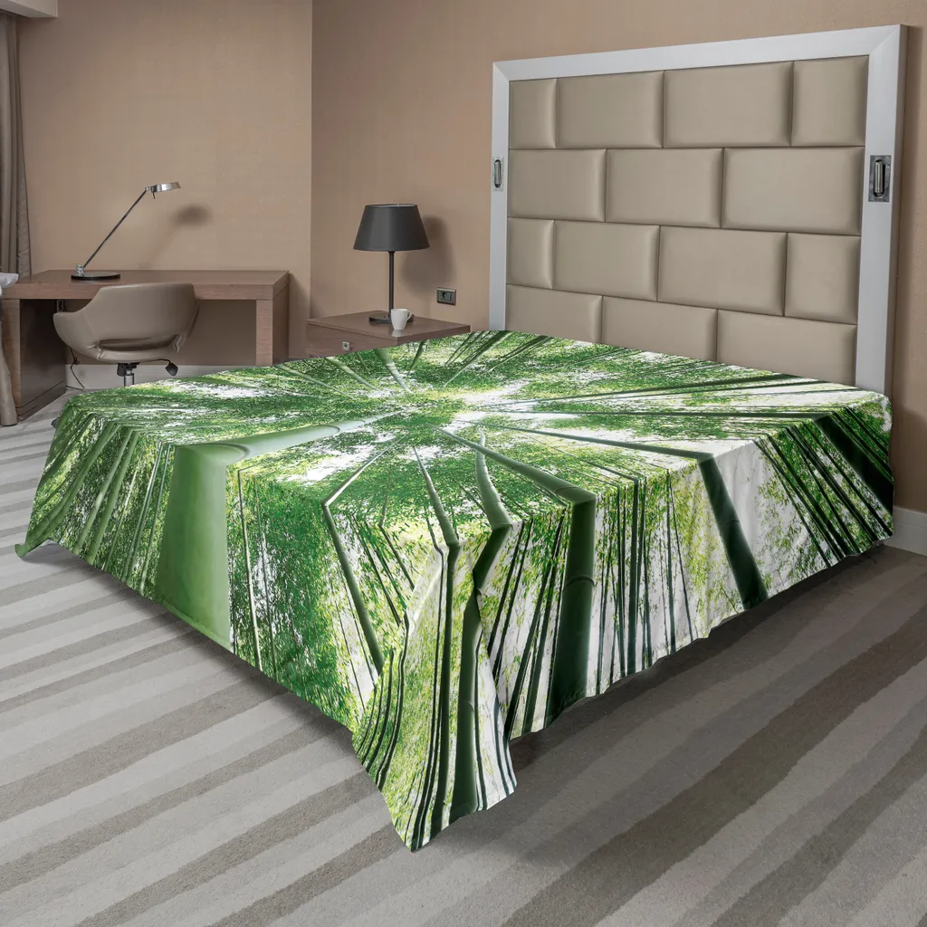 Drap plat en bambou ABAKUHAUS Forêt Tropicale Motif Exotique 266x260cm