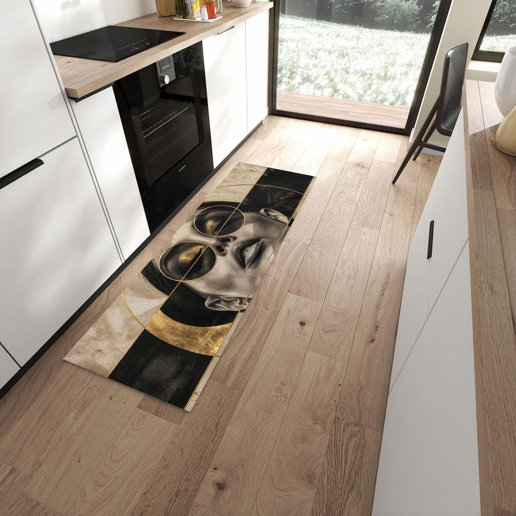 Küchenteppich 60x180cm rutschfest & abwischbar PVC Läufer - Abstrakte Sonnenbrille