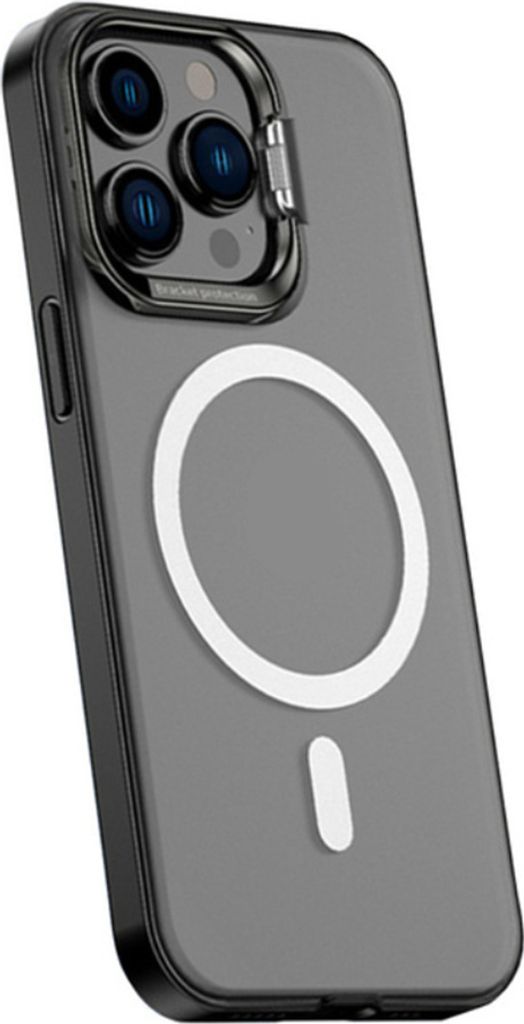 Metall Lens Stand Matt Handy-Gehäuse für Mag Wireless Magnet Aufladen Back Cover Schwarzes iPhone14ProMax