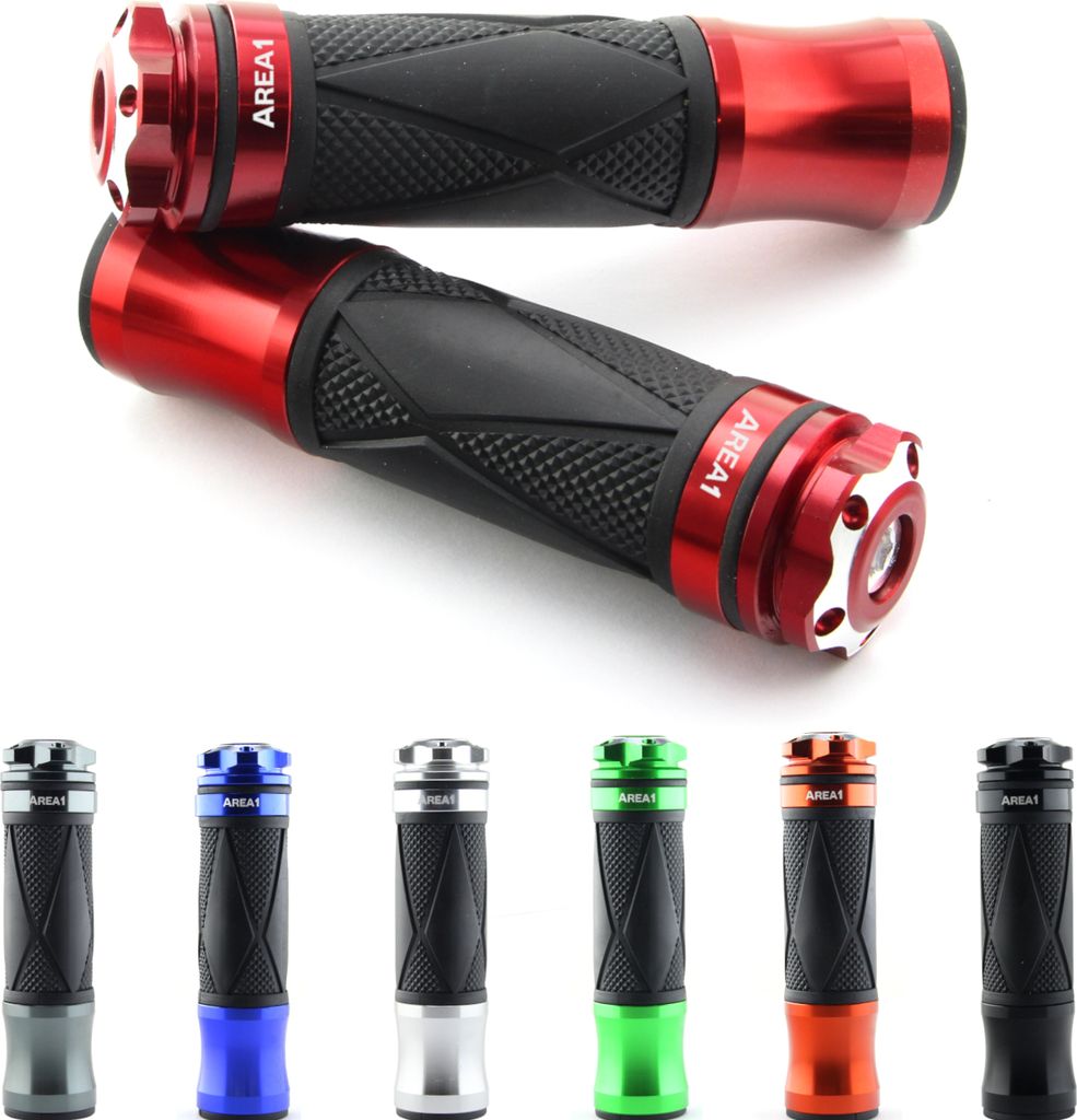 Area1 Motorrad Motorroller Lenkergriffe Griffe - Typ Xtreme Farbe Rot - Griffgummis 2 Stück 1x 22mm + 1x 24-25mm (7/8 / 1 Zoll)