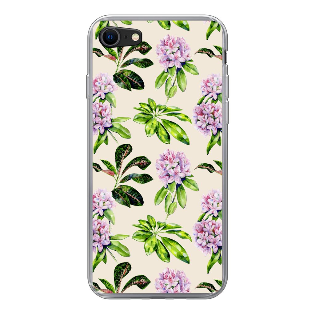 MuchoWow Handyhülle Schutzhülle Hülle für iPhone 8 Hortensien - Pflanzen - Muster Silikon Softcase Handy Hülle - Schutzhaube
