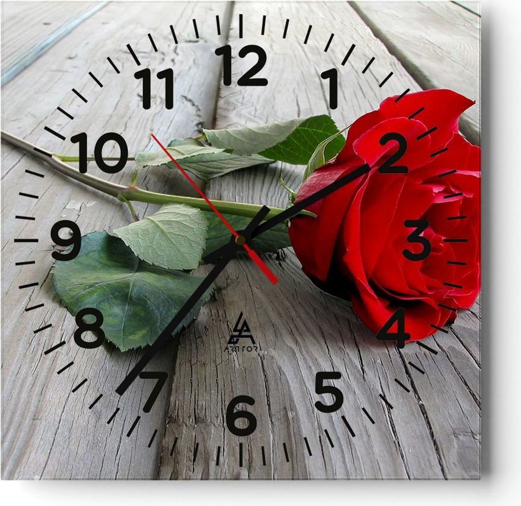 Wanduhr - Quadrat - Glasuhr - Blume Holz Pflanze - 30x30cm - Schleichendes Uhrwerk - Lautlos - zum Aufhängen bereit - Dekoration Modern - Wanddeko...