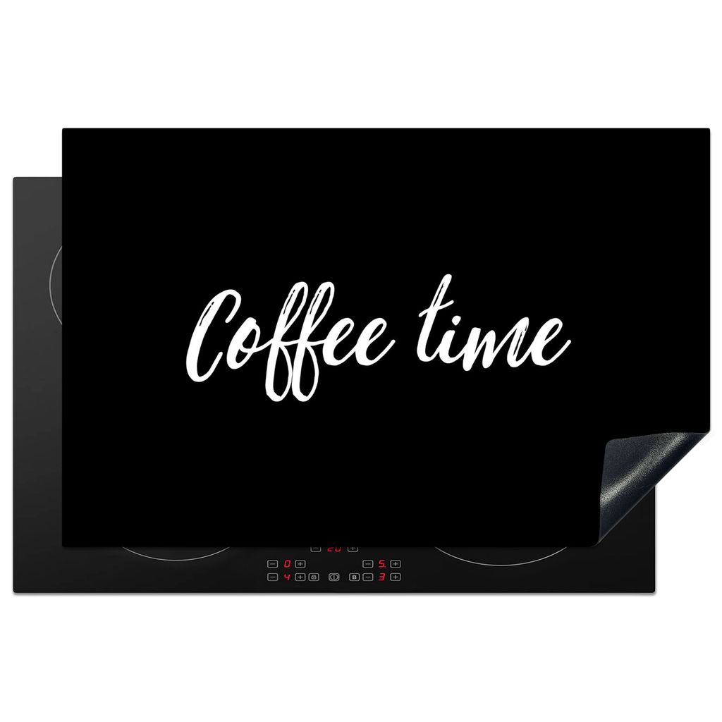 KitchenYeah Herdabdeckplatte Sprichwörter - Kaffeezeit - Zitate , 80x52cm, Küche Deko, Glaskeramikkochfeld Herdabdeckung, Abdeckplatte fùr Koc...