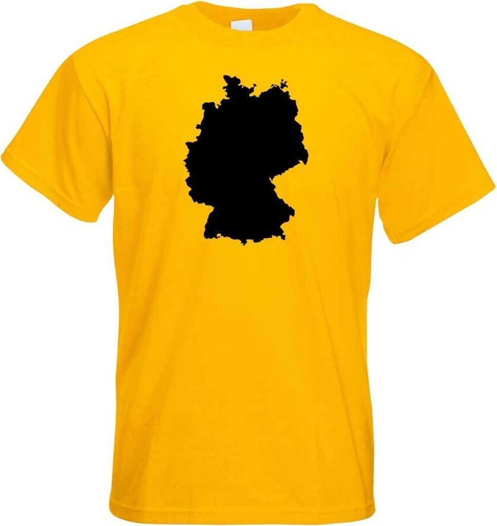 Kiwistar - T-Shirt - gelb - Deutschland Umriss Kontur Herren Funshirt Bedruckt Design Sprüche Spruch Motive - mit Motiv Bedruckt - Funshirt Design...