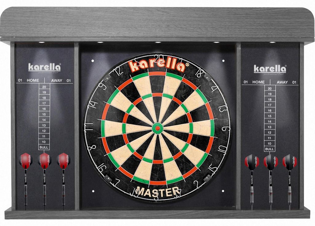 Karella Dartboard Arena Cabinet mit LED Beleuchtung, Produktbild 