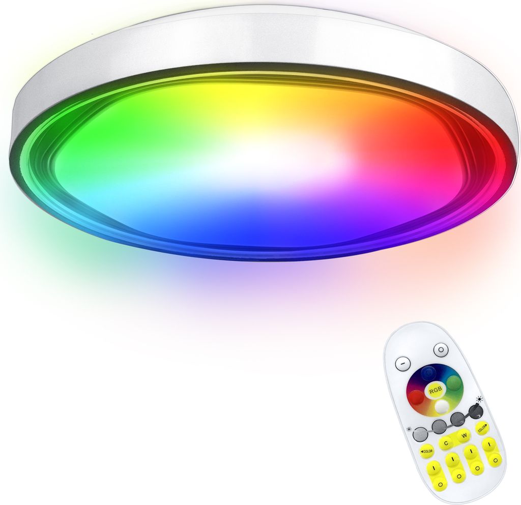 UISEBRT 60W Deckenleuchte LED Deckenlampe Acryl Ø50CM Dimmbar RGB mit Fernbedienung 2800-6500K Kreative Deckenbeleuchtung Rund für Schlafzimmer W...