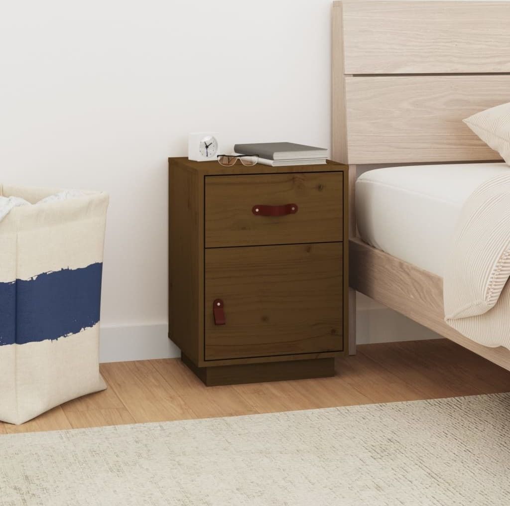 vidaXL Nachttisch Honigbraun 40x34x55 cm Massivholz Kiefer - Nachttisch - Nachttische - Schrank - Nachtschrank
