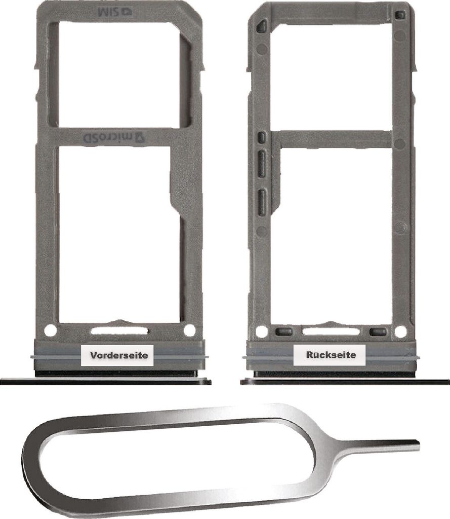 SAMSUNG GALAXY S8 / Plus G950F G955F SIM KARTEN HALTER TRAY ADAPTER FACH STECKER SLOT + NADEL MIDNIGHT BLACK SCHWARZ