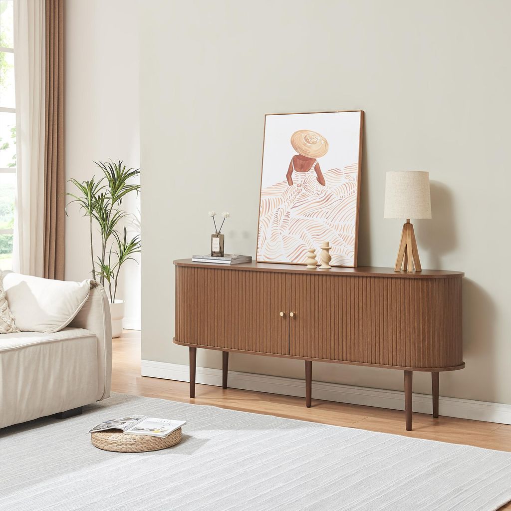 Sideboard 'Mapia' mit 2 Schiebetüren 166 x 40 x 70 cm Walnussoptik