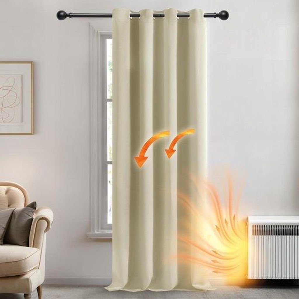 Beige Verduisterende Woonkamer-Gordijnen mit Wärmeisolierender Stoff, 1 Stück, 132x214 cm