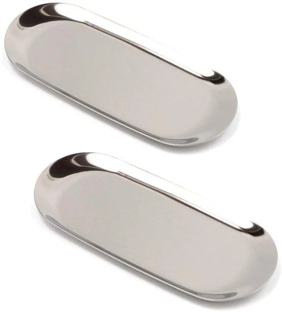 Coupelle de rangement inox argentée pour cosmétiques et accessoires