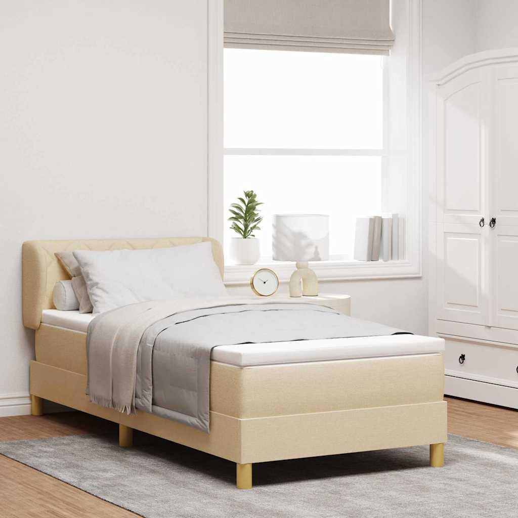Maison Exclusive - Boxspringbett mit Matratze mit Kopfteil Creme 90 x 200 cm Stoff