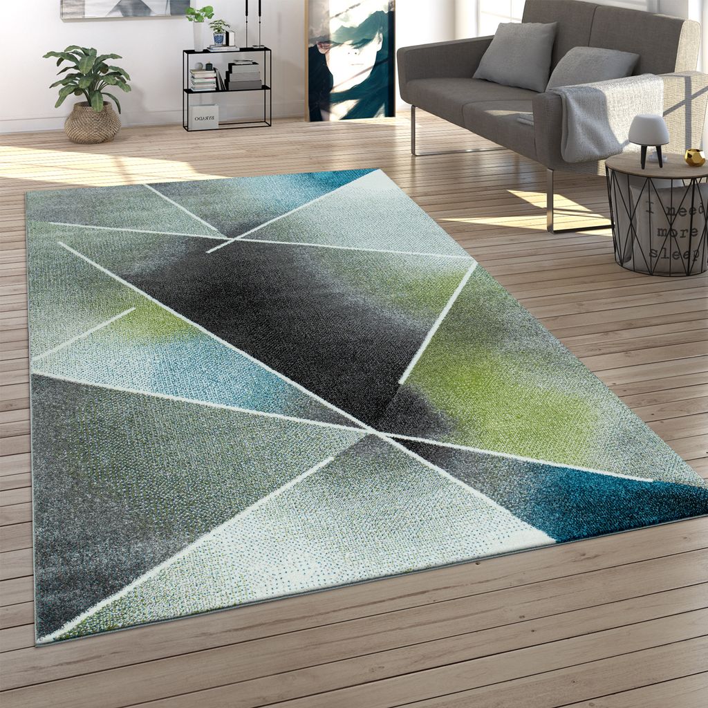 Teppich Wohnzimmer Vintage Kurzflor Pastell Moderne Geometrische Muster Bunt Grösse 60x100 cm