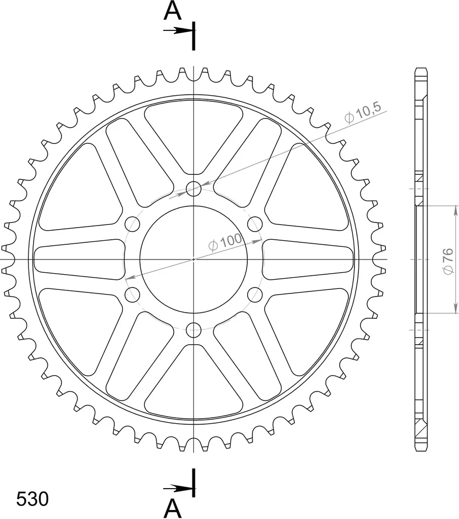 Couronne arrière Supersprox 52 dents 530 noir RFE-816-52-BLK acier