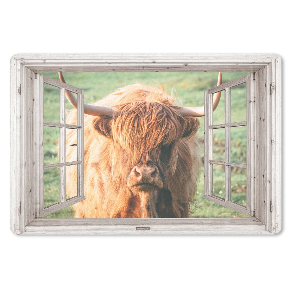 MuchoWow Mauspad Mousepad Schottischer Highlander - Ansicht - Fenster - Tier 27x18 cm - Mousepads - Maus Mat - Pad - Mausunterlage - Büroartikel...