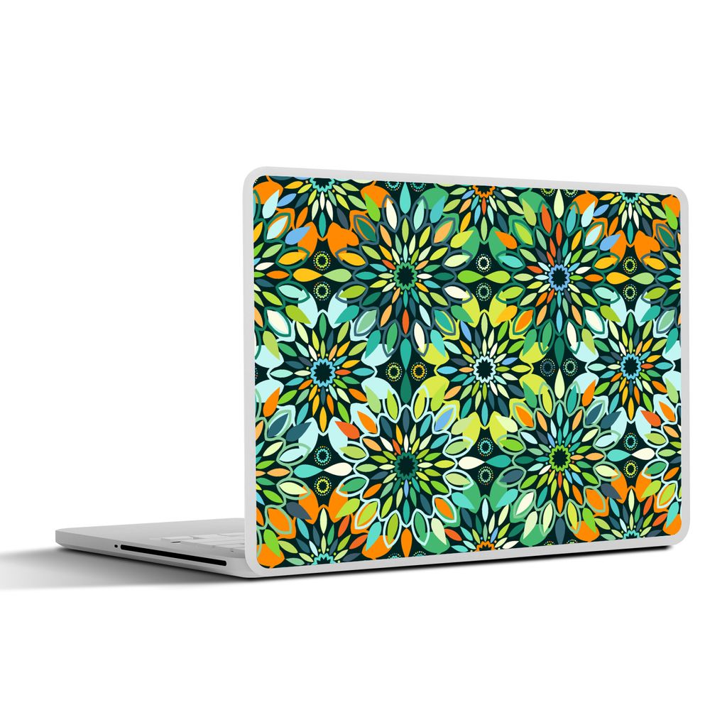 MuchoWow Laptop Aufkleber Sticker Cover Muster - Mandala - Grün 30x21 cm - Sticker für Laptop - Selbstklebend