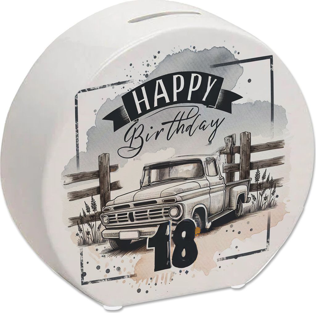 Happy Birthday 18 Auto Spardose Produktbild 