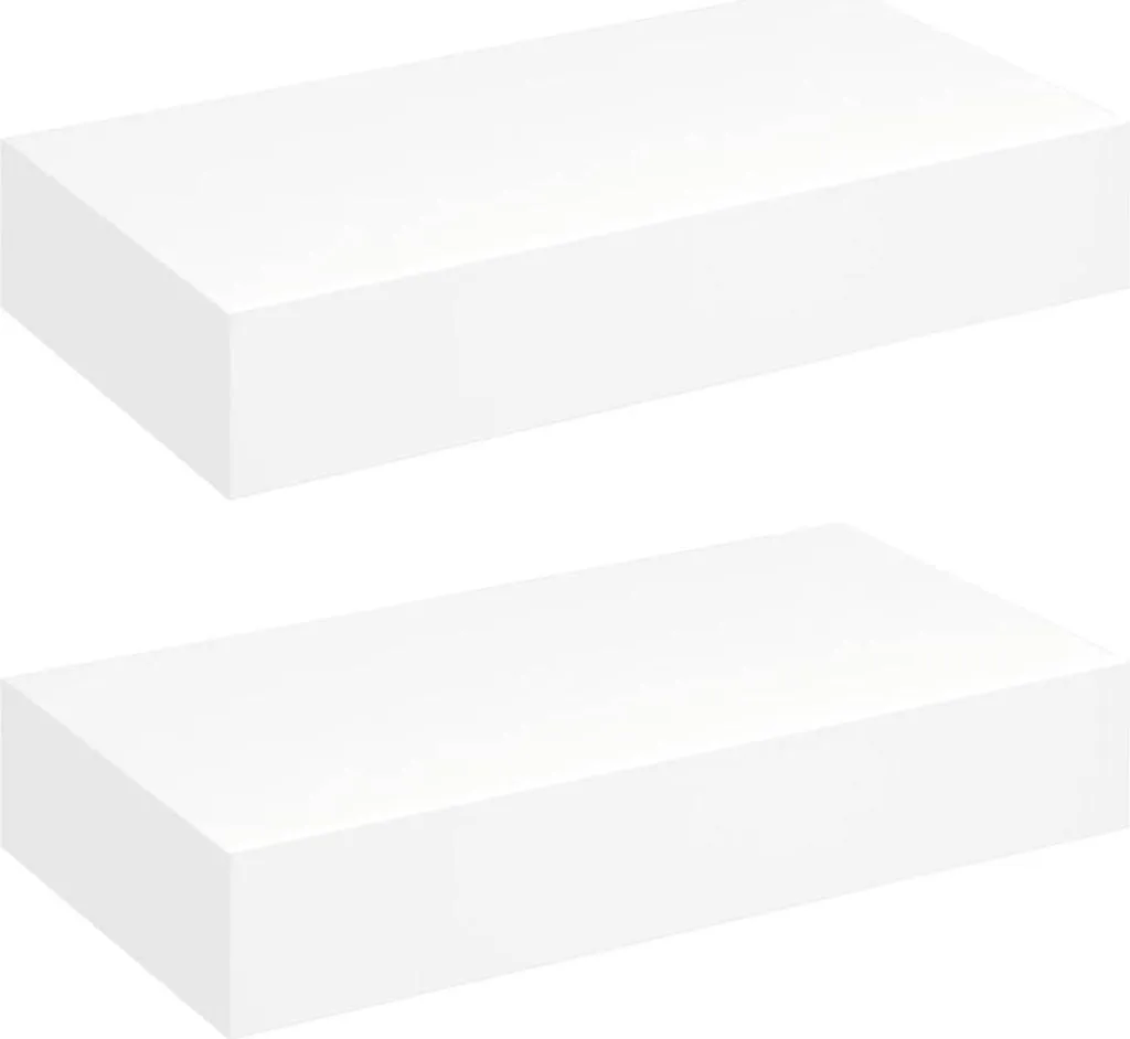 VidaXL Set 2 Mensole a Muro con Cassetti Bianche 48cm | Arredo Moderno