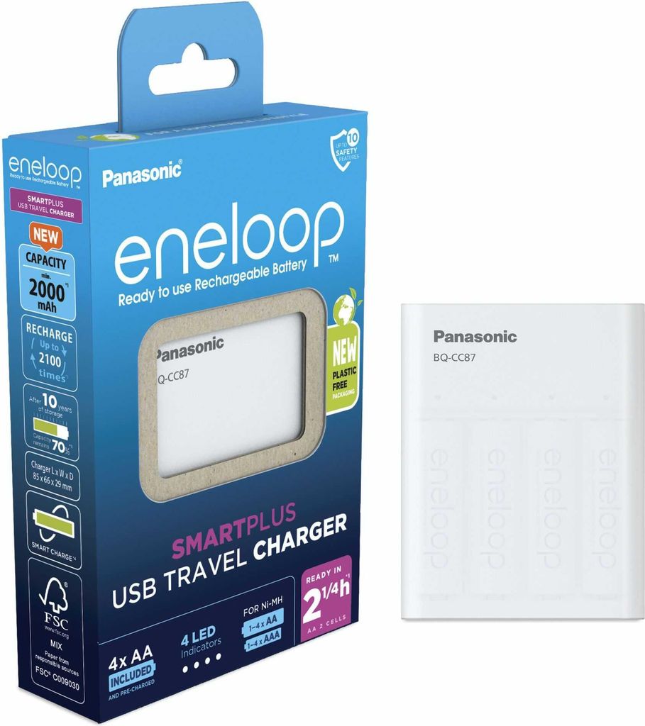 Panasonic BQ-CC87 +4x eneloop AA Rundzellen-Ladegerät NiMH Zdjęcie produktu 