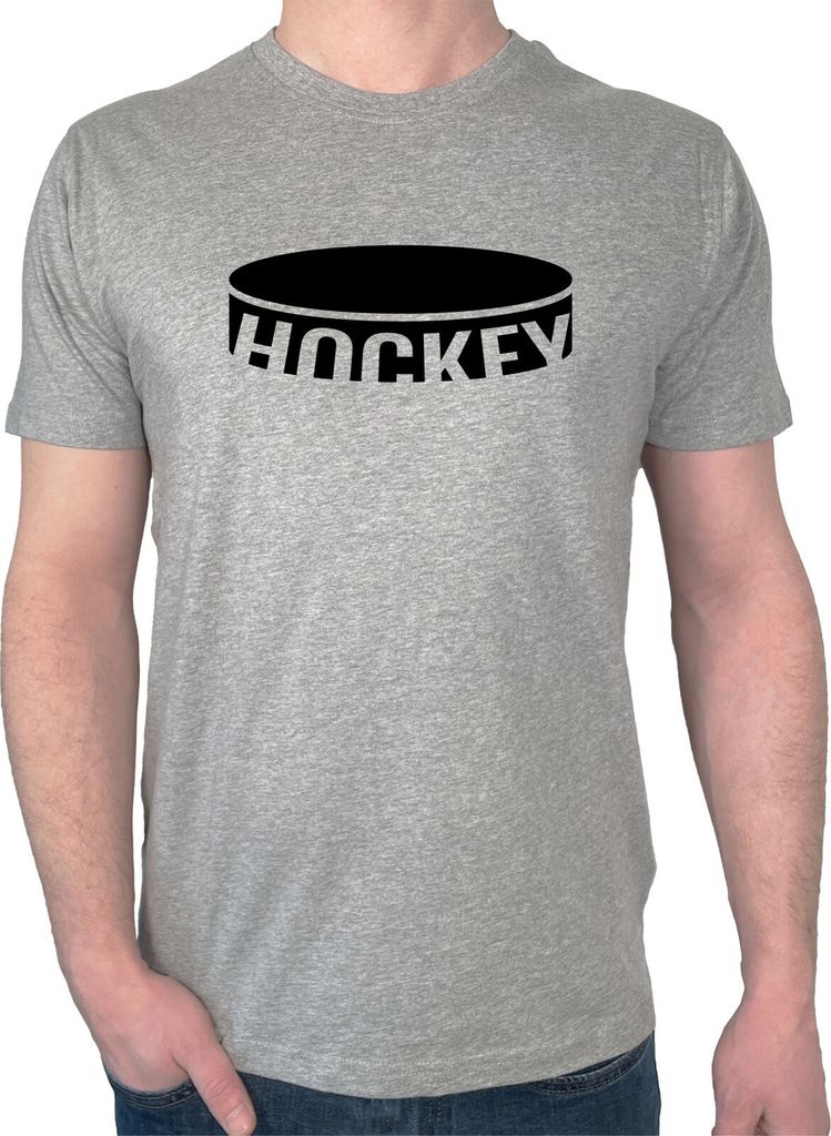 Huuraa Herren T-Shirt Hockey Puck M Sport Grey Bio Baumwolle Fairtrade Herrenshirt Geschenkidee