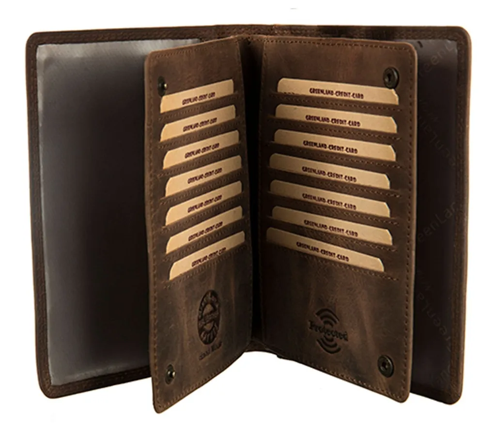 Porte-passeport voyage cuir brun pour carte identité et documents