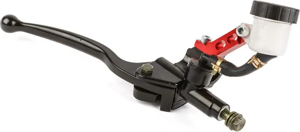 Pompe de frein droite pour moto et scooter universelle réservoir rouge
