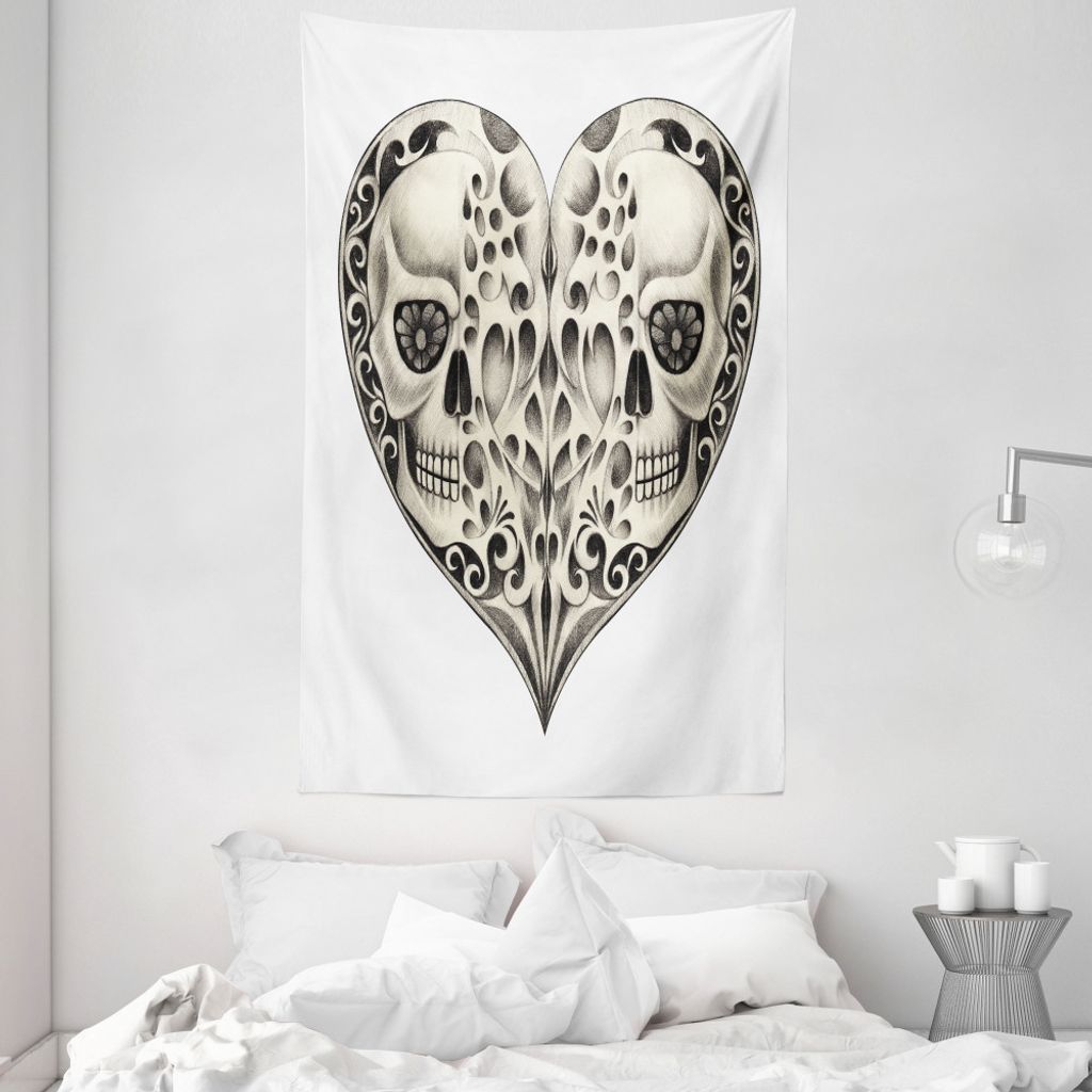 ABAKUHAUS Festlich Wandteppich und Tagesdecke, Twin-Herz-Entwurf aus Weiches Mikrofaser Stoff Waschbar ohne Verblassen Digitaldruck, 140 x 230 cm, ...